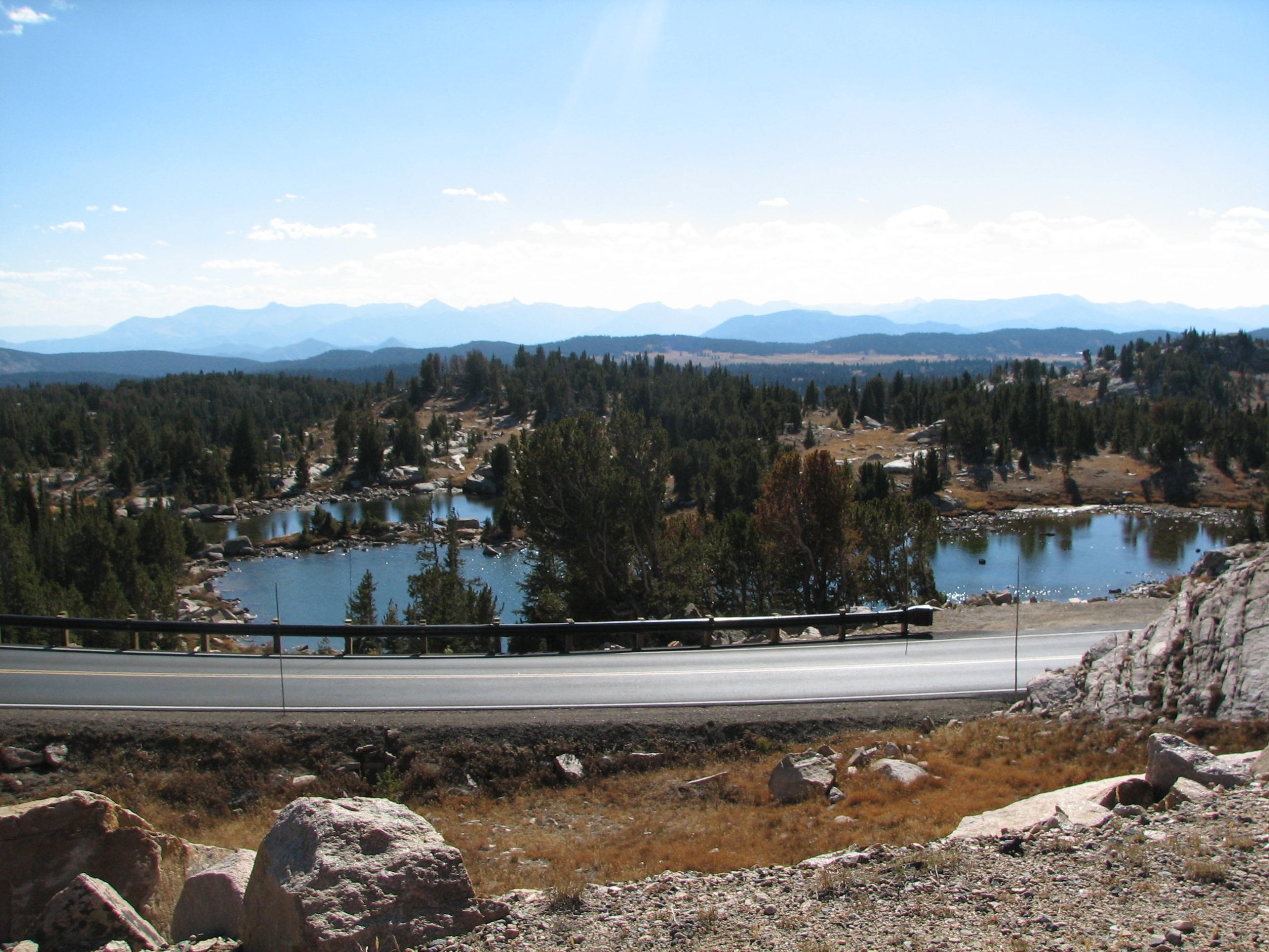 Beartooth highway with a lakes on one side