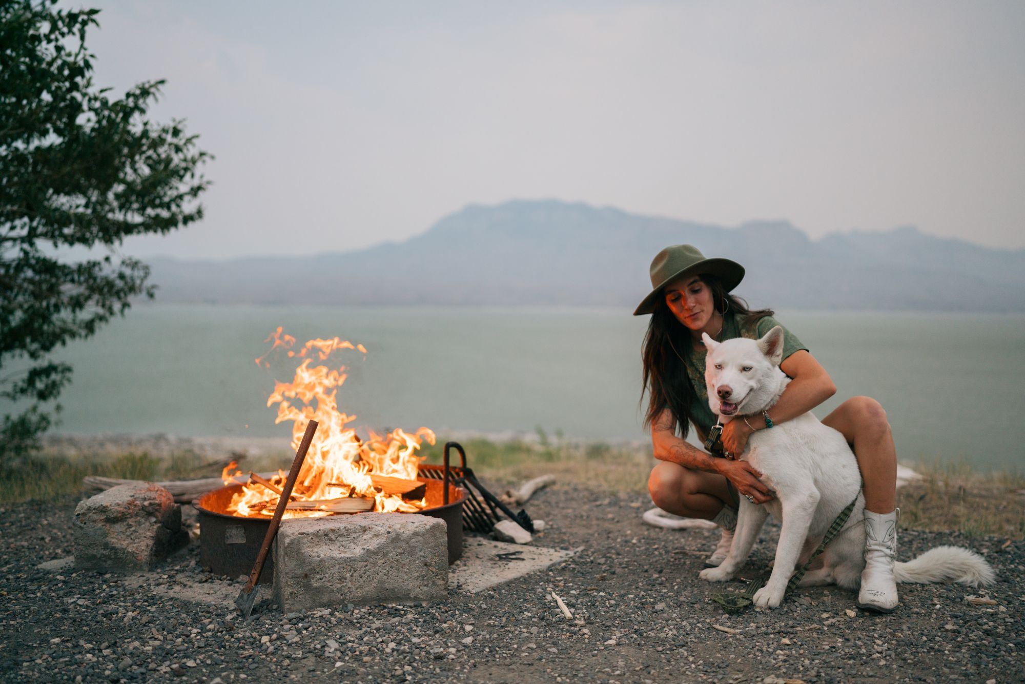 A woman and her dog in Cody Yellowstone