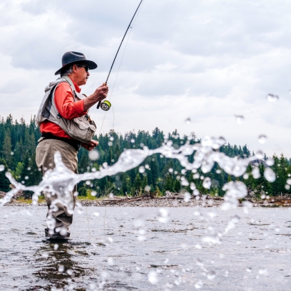 Man fly fishing