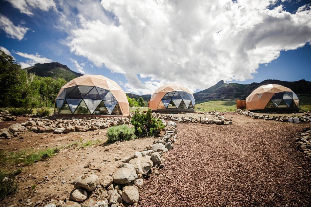 Geometric domes on the ground at Pure Heart Retreat