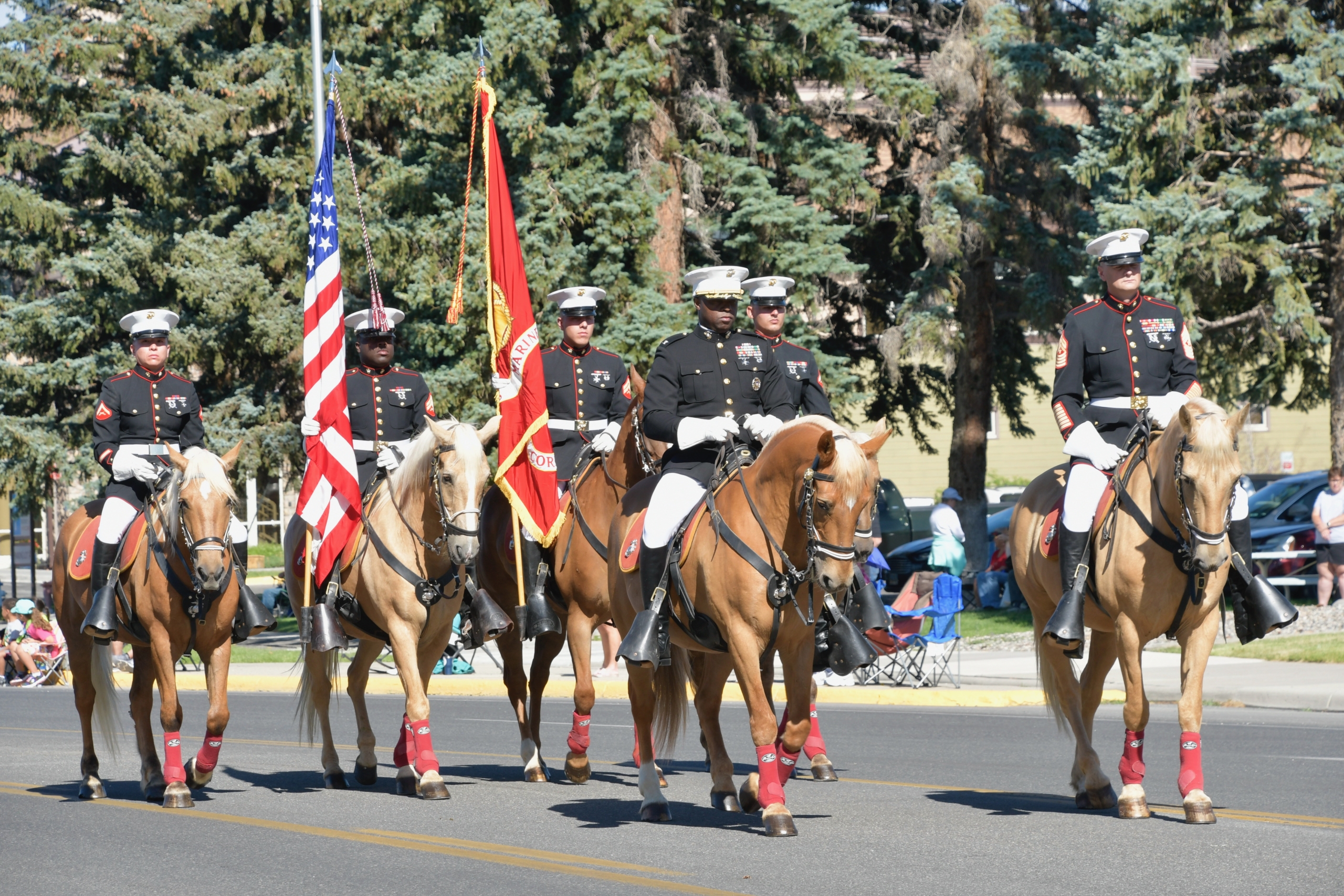 Soldiers on horses during a parade