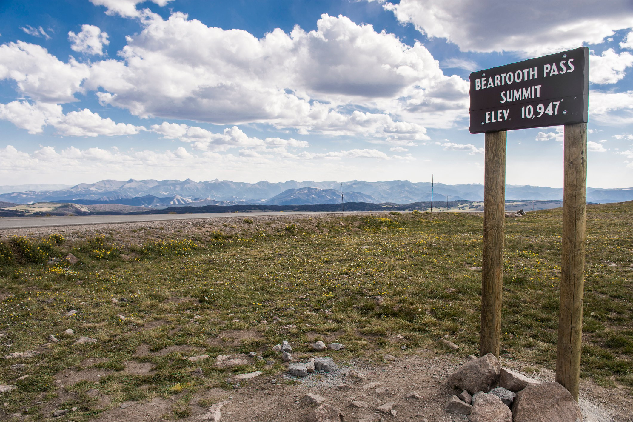 Beartooth Pass Summit elevation sign