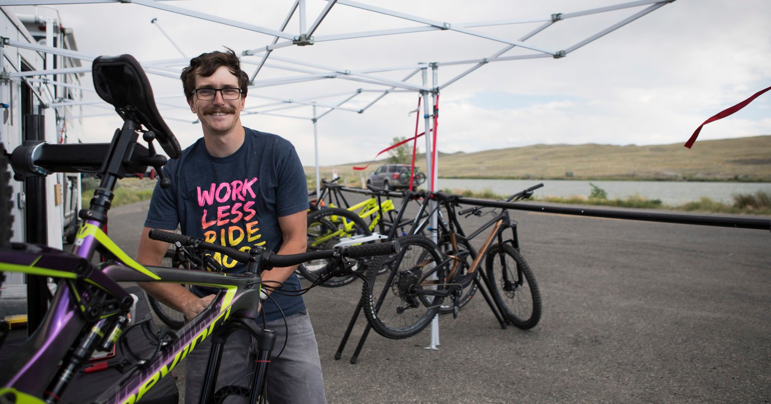 Chris Guyer working on some mountain bike