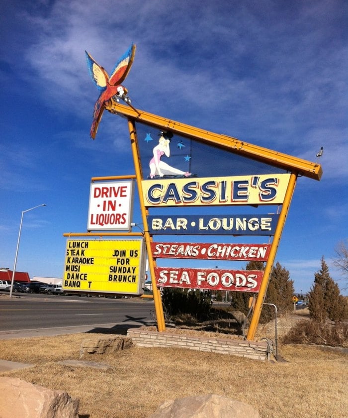 Cassies's Steakhouse sign.